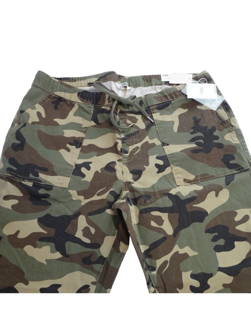 YMI Women Camo Pull-On High Rise Crop Pants Green Size 3X Streetwear Utility - Picture 4 of 16